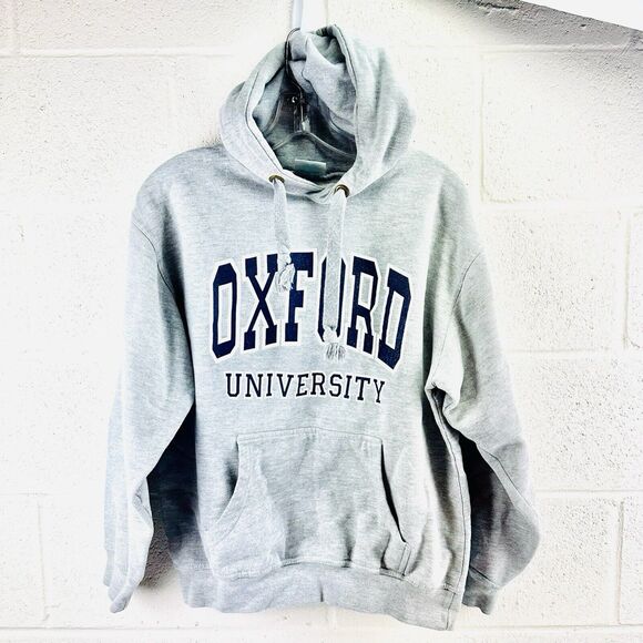 Vintage The Varsity Shop Oxford University Men’s Light Gray Hoodie Sz M - Picture 1 of 5